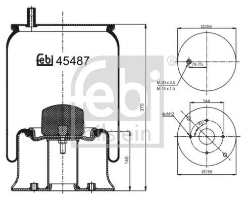 1x Bellow, air suspension