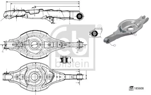1x Control/Trailing Arm, wheel suspension