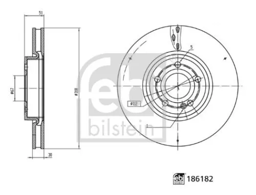 FEBI BILSTEIN 2x Brake Disc (186182)