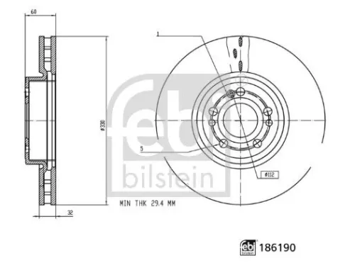 FEBI BILSTEIN 1x Brake Disc (186190)