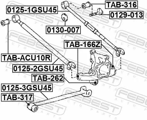 FEBEST Control/Trailing Arm, wheel suspension (0125-1GSU45)