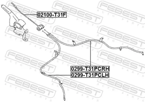 FEBEST Cable Pull, parking brake (02100-T31F)