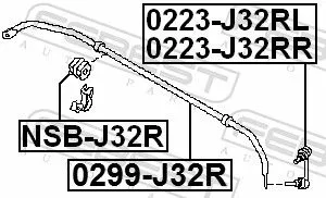 FEBEST Link/Coupling Rod, stabiliser bar (0223-J32RR)
