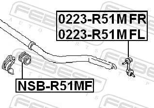 FEBEST Link/Coupling Rod, stabiliser bar (0223-R51MFL)