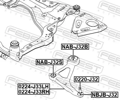 FEBEST Control/Trailing Arm, wheel suspension (0224-J33RH)