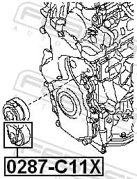 FEBEST Tensioner Pulley, V-ribbed belt (0287-C11X)