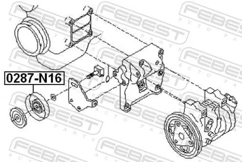 FEBEST Tensioner Pulley, V-ribbed belt (0287-N16)