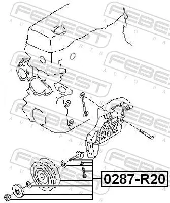 FEBEST Tensioner Pulley, V-ribbed belt (0287-R20)