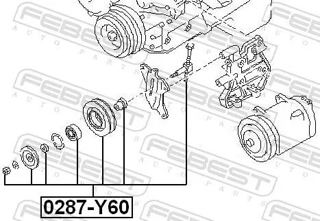 FEBEST Tensioner Pulley, V-ribbed belt (0287-Y60)