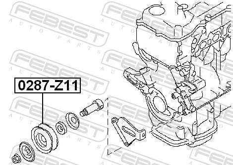 FEBEST Tensioner Pulley, V-ribbed belt (0287-Z11)