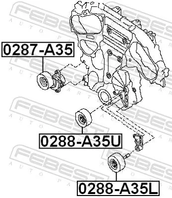 FEBEST Deflection/Guide Pulley, V-ribbed belt (0288-A35U)
