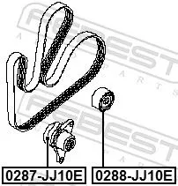 FEBEST Deflection/Guide Pulley, V-ribbed belt (0288-JJ10E)