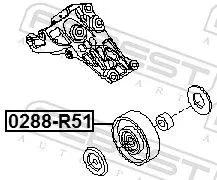 FEBEST Deflection/Guide Pulley, V-ribbed belt (0288-R51)