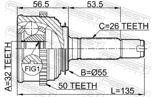 FEBEST Joint Kit, drive shaft (0310-021A50)