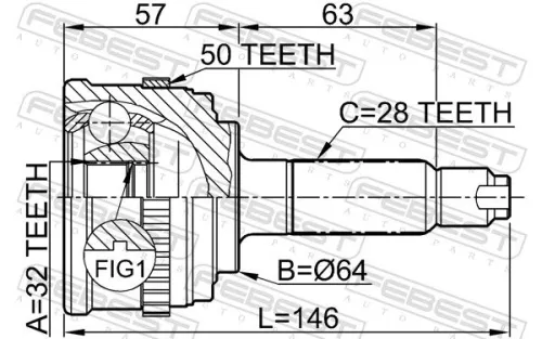 FEBEST Joint Kit, drive shaft (0310-033A50)