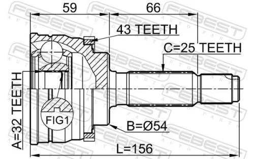 FEBEST Joint Kit, drive shaft (0410-034A43)