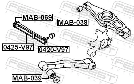 FEBEST Control/Trailing Arm, wheel suspension (0425-V97)