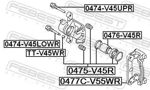 FEBEST Brake Caliper Bracket Set (0477C-V55WR)