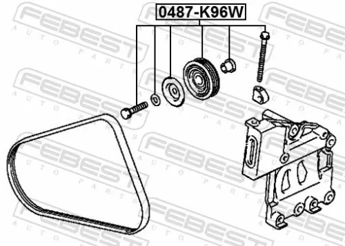 FEBEST Tensioner Pulley, V-ribbed belt (0487-K96W)