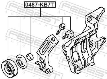 FEBEST Tensioner Pulley, V-ribbed belt (0487-KB7T)