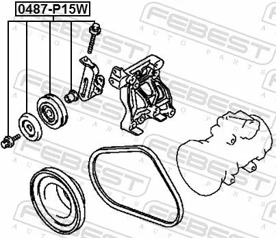 FEBEST Tensioner Pulley, V-ribbed belt (0487-P15W)