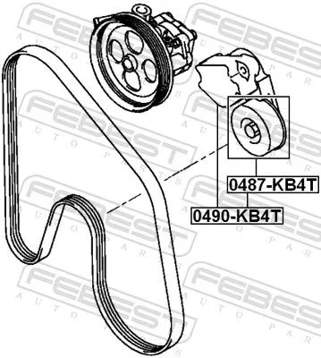 FEBEST Belt Tensioner, V-ribbed belt (0490-KB4T)