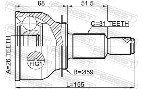 FEBEST Joint Kit, drive shaft (0510-KEAT4WD)