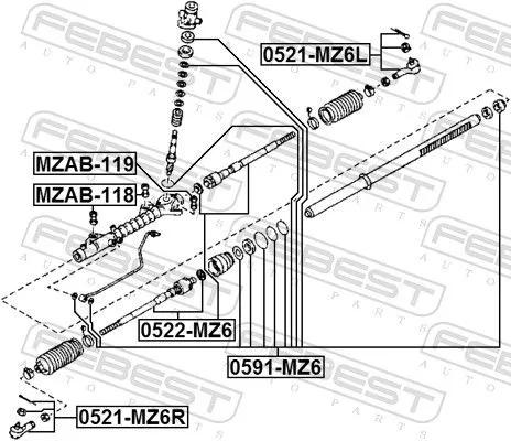 FEBEST Tie Rod End (0521-MZ6R)