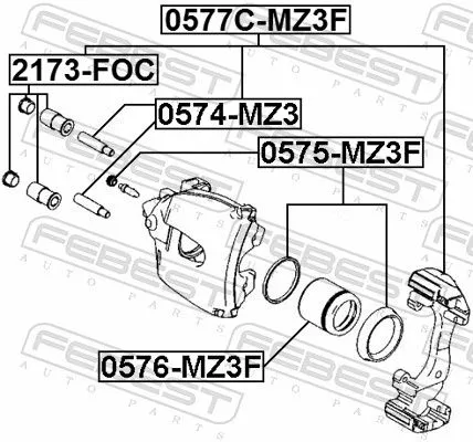 FEBEST Brake Caliper Bracket Set (0577C-MZ3F)