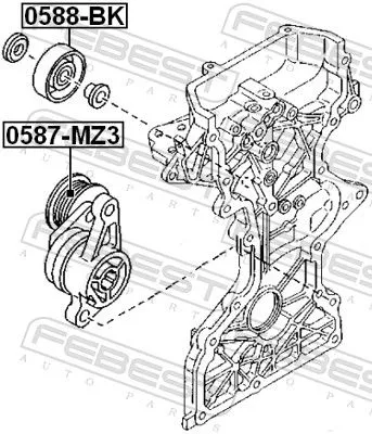 FEBEST Deflection/Guide Pulley, V-ribbed belt (0588-BK)