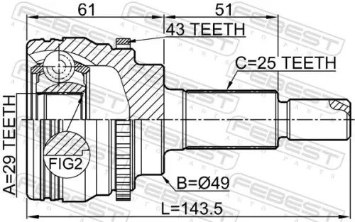 FEBEST Joint Kit, drive shaft (0710-RS413A43)