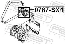 FEBEST Tensioner Pulley, V-ribbed belt (0787-SX4)