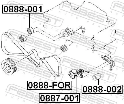 FEBEST Deflection Pulley/Guide Pulley, timing belt (0888-002)