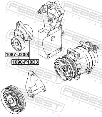 FEBEST Belt Tensioner, V-ribbed belt (1090-F18D3)
