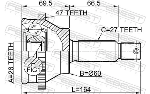 FEBEST Joint Kit, drive shaft (1210-SON25A47)
