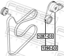 FEBEST Belt Tensioner, V-ribbed belt (1290-D3)
