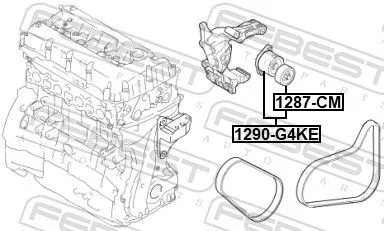 FEBEST Belt Tensioner, V-ribbed belt (1290-G4KE)