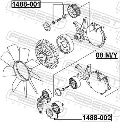 FEBEST Deflection/Guide Pulley, V-ribbed belt (1488-001)