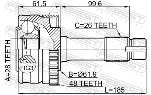 FEBEST Joint Kit, drive shaft (1610-463A48)