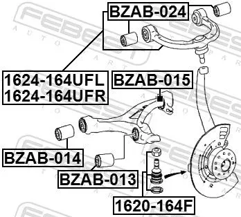 FEBEST Control/Trailing Arm, wheel suspension (1624-164UFR)