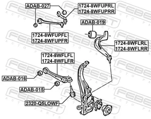 FEBEST Control/Trailing Arm, wheel suspension (1724-8WFLRR)