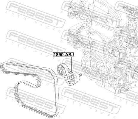 FEBEST Belt Tensioner, V-ribbed belt (1890-ASJ)