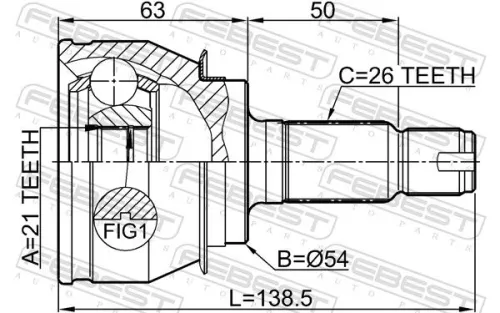 FEBEST Joint Kit, drive shaft (1910-R50)