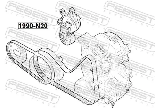FEBEST Belt Tensioner, V-ribbed belt (1990-N20)