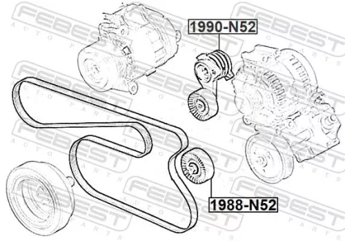 FEBEST Belt Tensioner, V-ribbed belt (1990-N52)