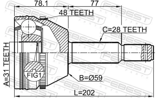 FEBEST Joint Kit, drive shaft (2110-TRD9A48)