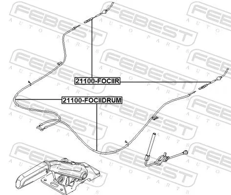 FEBEST Cable Pull, parking brake (21100-FOCIIDRUM)