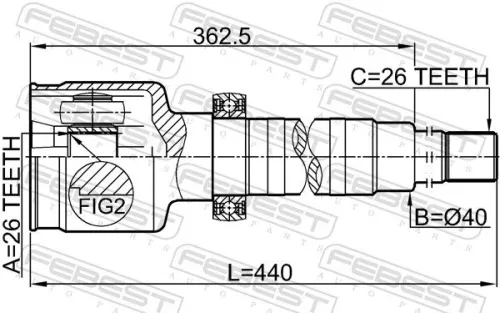 FEBEST Joint Kit, drive shaft (2111-FY26RH)