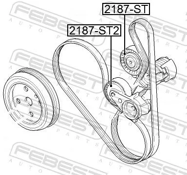 FEBEST Tensioner Pulley, V-ribbed belt (2187-ST2)