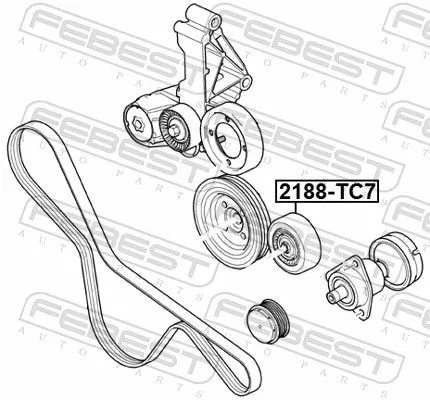 FEBEST Deflection/Guide Pulley, V-ribbed belt (2188-TC7)